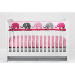 Bacati - Elephants Pink/Fuschia/Gray 6 Pc Crib Bedding Set With Long Rail Guard Cover -Baby Trend Store GUEST a049ee2b ff88 4793 a931 0dfd036730b3