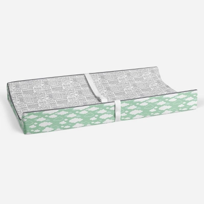 Bacati - Clouds In The City Mint/ Cityscape Quilted Changing Pad Cover 3 Bacati - Clouds In The City Mint/ Cityscape Quilted Changing Pad Cover - Image 3