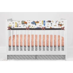 Bacati - Construction Yellow Orange Blue Gray 10 Pc Crib Bedding Set With Long Rail Guard Cover -Baby Trend Store GUEST a36907ee 666b 47ac 8218 a7f615968cd0