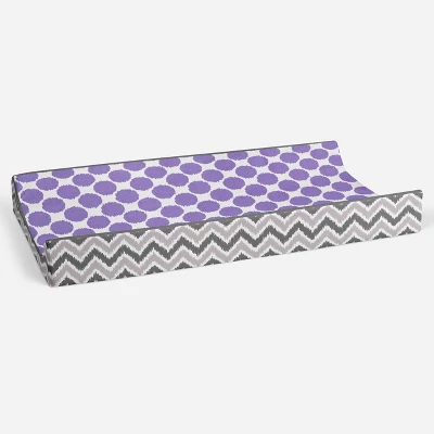 Bacati - Ikat Zigzag Lilac Dots Muslin Changing Pad Cover 2 Bacati - Ikat Zigzag Lilac Dots Muslin Changing Pad Cover - Image 2