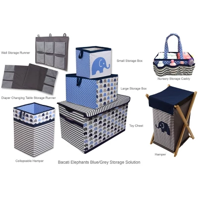 Bacati - Elephants Blue/Gray Collapsible Laundry Hamper 4 Bacati - Elephants Blue/Gray Collapsible Laundry Hamper - Image 4