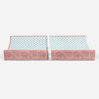 Bacati - Sophia Paisley Aqua Leaves Changing Pad Cover 5 Bacati - Sophia Paisley Aqua Leaves Changing Pad Cover - Image 5