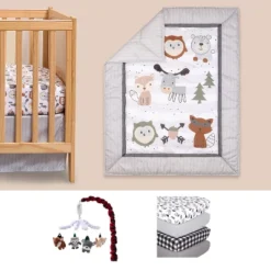 The Peanutshell Woodland Walk Crib Bedding Set, 4pc To 8pc, Grey Animal -Baby Trend Store GUEST b7e68286 2781 48bd b935 42acfeaf9823