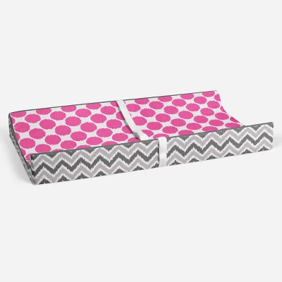 Bacati - Gray Zigzag Pink Dots Muslin Changing Pad Cover.... 3 Bacati - Gray Zigzag Pink Dots Muslin Changing Pad Cover.... - Image 3