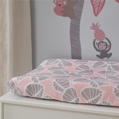 Lambs & Ivy Calypso Pink/Taupe Leaf Print Baby Changing Pad Cover 1 Lambs & Ivy Calypso Pink/Taupe Leaf Print Baby Changing Pad Cover