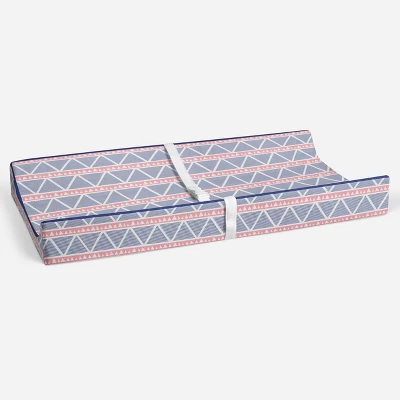 Bacati - Emma Coral/Navy Large Triangles Quilted Muslin Changing Pad Cover 3 Bacati - Emma Coral/Navy Large Triangles Quilted Muslin Changing Pad Cover - Image 3