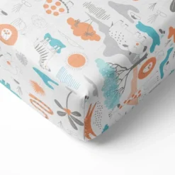 Bacati - Jungle Safari Boys Aqua/Orage Muslin 5 Pc Toddler Bedding Set With Dec Pillow -Baby Trend Store GUEST bfa11710 201e 4a67 a8f6 2f24dd538939