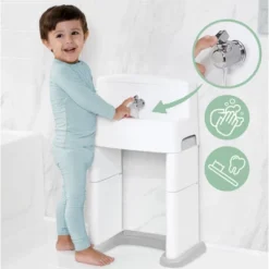 Delta Children PerfectSize 3-in-1 Convertible Sink, Step Stool And Bath Toy For Toddlers/Kids' Perfect For Potty Training - White/Gray