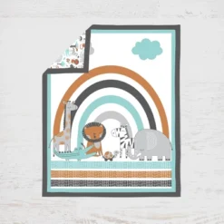 Bacati - Jungle Safari Aqua Orange Gray 10 Pc Crib Bedding Set With 2 Crib Fitted Sheets -Baby Trend Store GUEST c99413be 4a37 4a6a a511 25cb723c308f