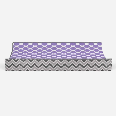 Bacati - Ikat Zigzag Lilac Dots Muslin Changing Pad Cover 4 Bacati - Ikat Zigzag Lilac Dots Muslin Changing Pad Cover - Image 4