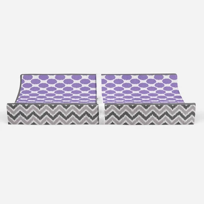 Bacati - Ikat Zigzag Lilac Dots Muslin Changing Pad Cover 5 Bacati - Ikat Zigzag Lilac Dots Muslin Changing Pad Cover - Image 5