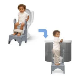 Delta Children Little Jon-EE Adjustable Potty Seat And Step Stool - White/Gray