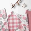 Bacati - Watercolor Floral Coral Gray 4 Pc Crib Bedding Set With Diaper Caddy