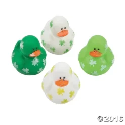 Fun Express Vinyl St. Patrick's Day Mini Shamrock Rubber Ducks 24pcs.