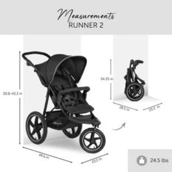 Hauck Runner 2 Compact Foldable Tricycle Jogger Buggy Stroller Pushchair With Height-Adjustable Handle, Large Pneumatic Wheels, & UPF 50 Canopy, Black -Baby Trend Store GUEST d4a225d1 70dc 4de5 9f94 82d11dc589ee