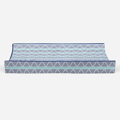 Bacati - Liam Aqua/Navy Large Triangles Quilted Muslin Changing Pad Cover 4 Bacati - Liam Aqua/Navy Large Triangles Quilted Muslin Changing Pad Cover - Image 4