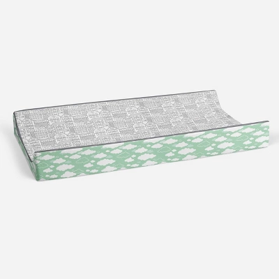 Bacati - Clouds In The City Mint/ Cityscape Quilted Changing Pad Cover 2 Bacati - Clouds In The City Mint/ Cityscape Quilted Changing Pad Cover - Image 2