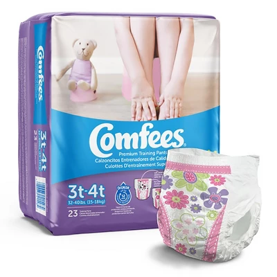 Comfees Toddler Training Pants, Moderate Absorbency, Size 3T-4T, 23 Count, 6 Packs, 138 Total 1 Comfees Toddler Training Pants, Moderate Absorbency, Size 3T-4T, 23 Count, 6 Packs, 138 Total