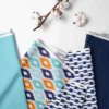 Bacati - Liam Kilim Aqua/Orange/Navy Collapsible Laundry Hamper