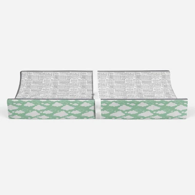Bacati - Clouds In The City Mint/ Cityscape Quilted Changing Pad Cover 5 Bacati - Clouds In The City Mint/ Cityscape Quilted Changing Pad Cover - Image 5