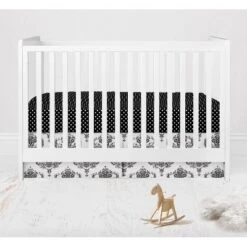 Bacati - Classic Damask Black/Grey/White 10 Pc Crib Bedding Set With Long Rail Guard Cover -Baby Trend Store GUEST e1a2e555 e6a9 4bc3 b843 dc4a3f2e2acc