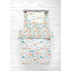 Bacati - Jungle Safari Boys Aqua/Orage Muslin 5 Pc Toddler Bedding Set With Dec Pillow -Baby Trend Store GUEST e75c38a9 2c94 4748 9a34 842f92a65f15