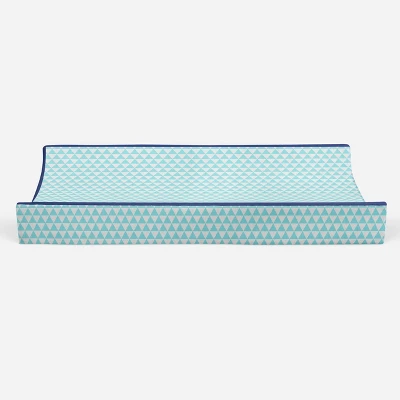 Bacati - Liam Aqua Triangles Quilted Muslin Changing Pad Cover 4 Bacati - Liam Aqua Triangles Quilted Muslin Changing Pad Cover - Image 4