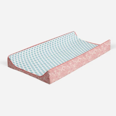 Bacati - Sophia Paisley Aqua Leaves Changing Pad Cover 6 Bacati - Sophia Paisley Aqua Leaves Changing Pad Cover - Image 6