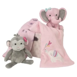 Bedtime Originals 5-Piece Pink Baby Gift Basket - Pink, Animals, Butterfly