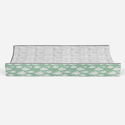 Bacati - Clouds In The City Mint/ Cityscape Quilted Changing Pad Cover 4 Bacati - Clouds In The City Mint/ Cityscape Quilted Changing Pad Cover - Image 4