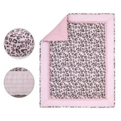 The Peanutshell Leopard Blush Baby Crib Bedding Set - Pink/Animal - 3pc